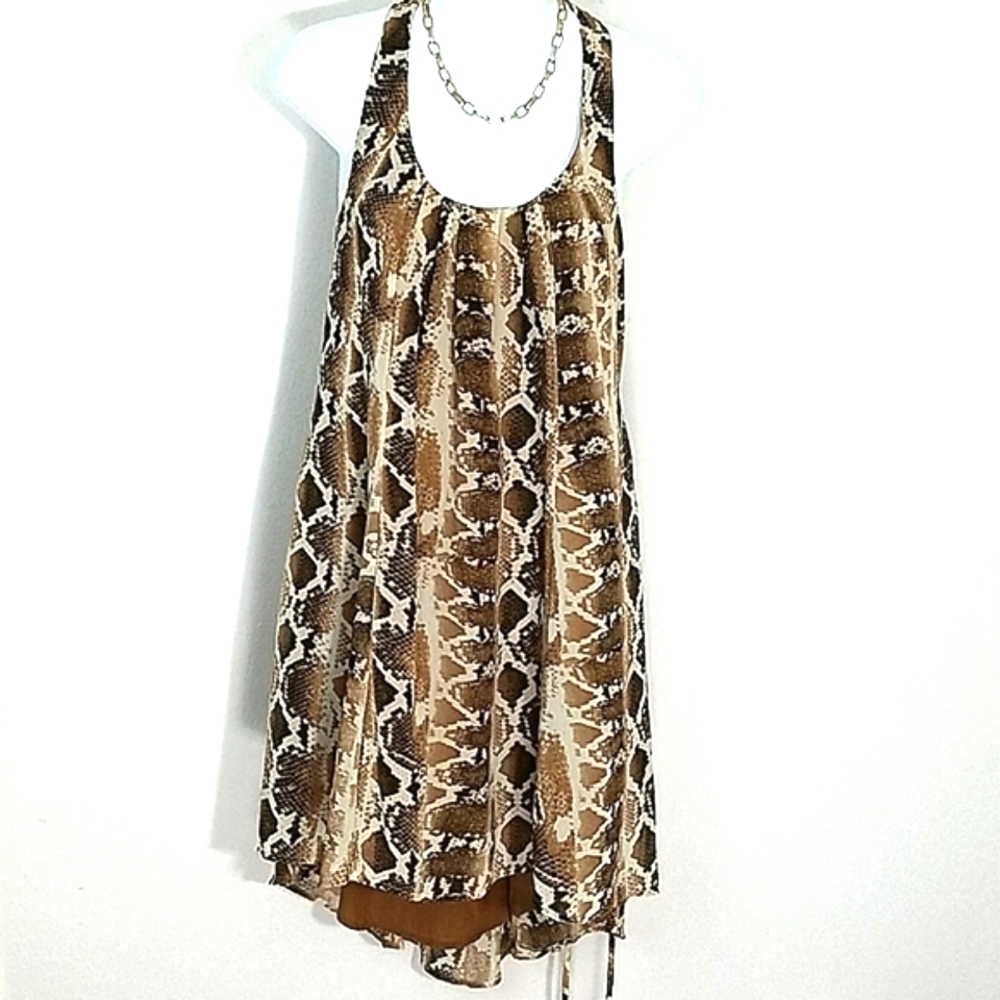 Sundress Belted Python Snake Print Lined Chiffon … - image 5